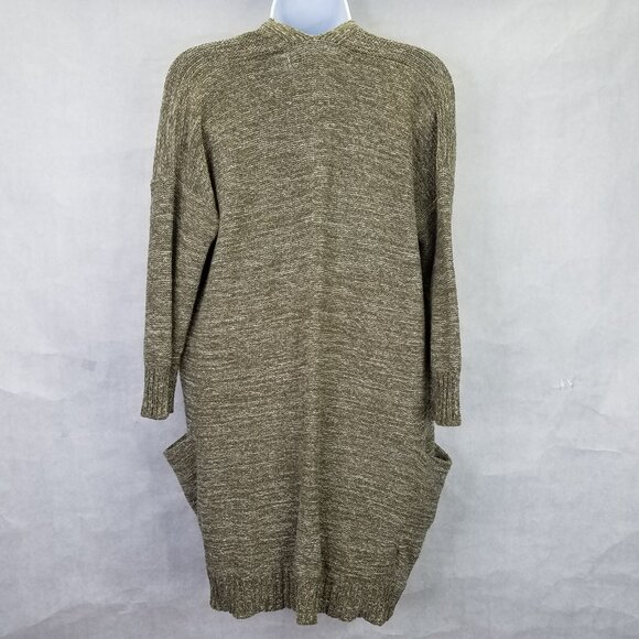 SPARROW by Anthropologie Cardigan Women S Open Green Heather Knit Pocket Slouchy - Picture 7 of 16